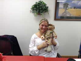 Diana is the winner of the GI Bear autographed by Lee Greenwood.JPG